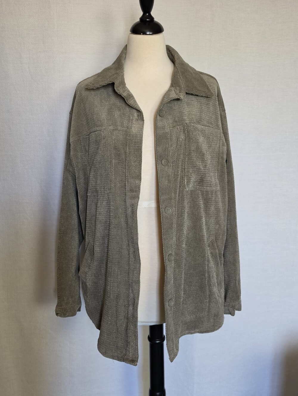 Stoosh Women's Lightweight Jacket Olive ~Textured ~ Pockets Size Large